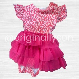 6-12 Double The Sprinkles Pink Leopard Tutu Onsie